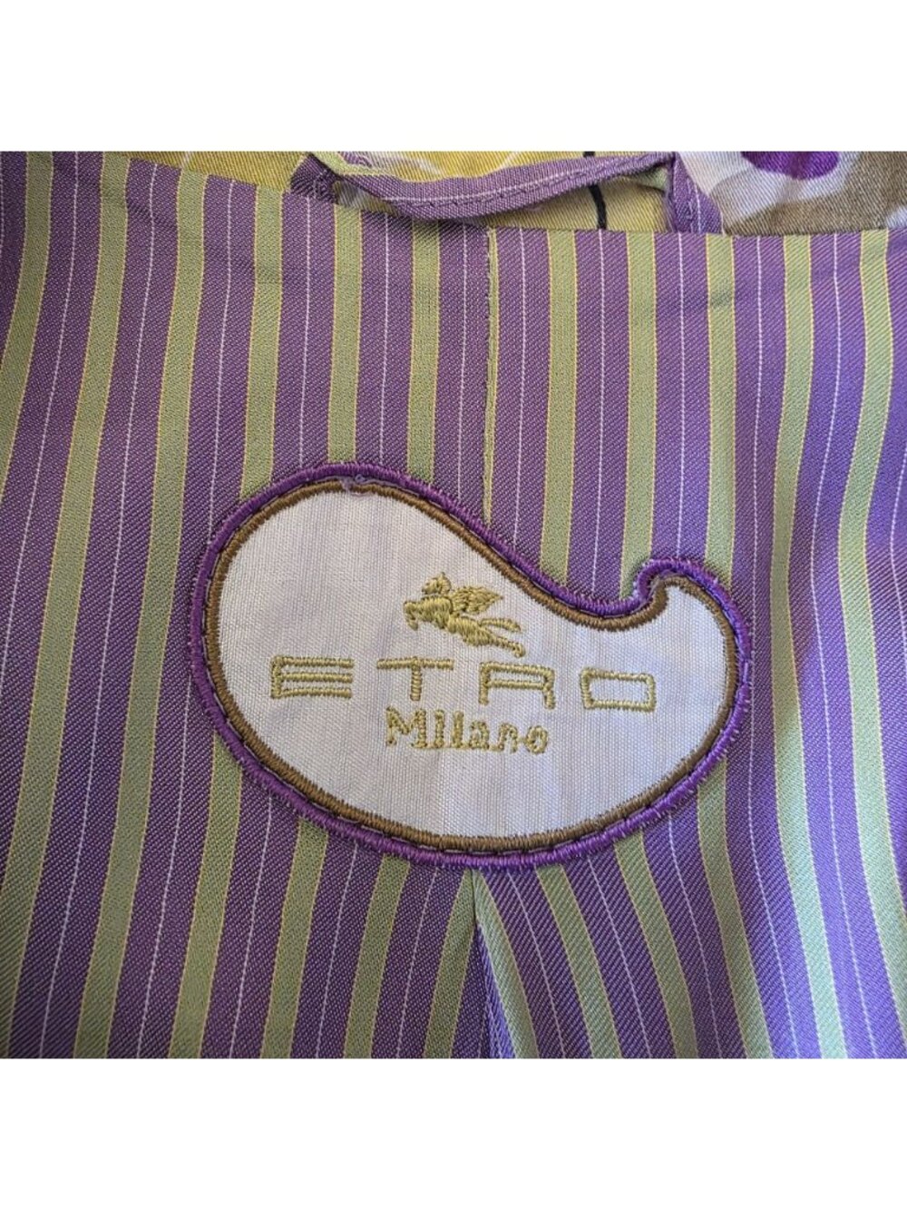 ETRO Milano Italy Floral Cotton Blazer Jacket Belted Purple Yellow IT 46 US 10 L - Picture 8 of 16